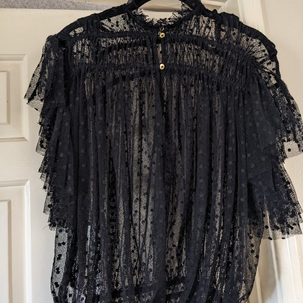 NWOT FREE PEOPLE BLACK LACE BLOUSE